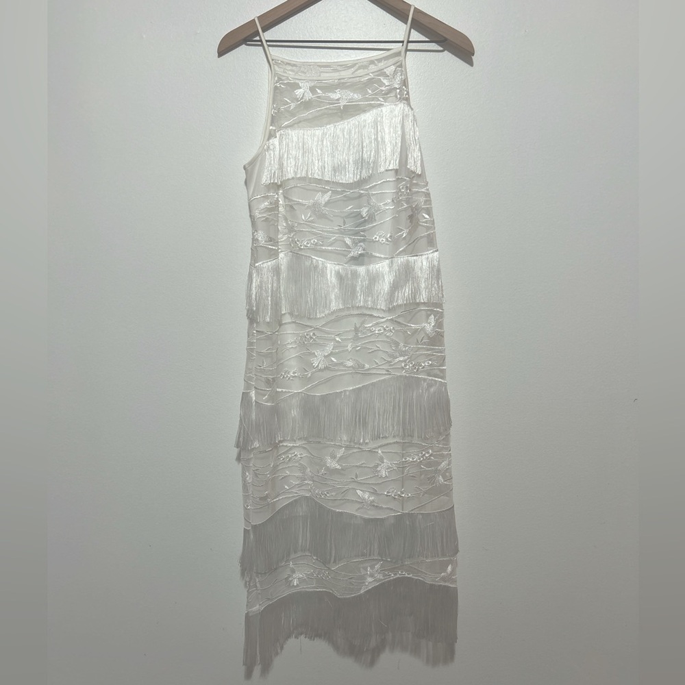 Elie Tahari NWT Cleo white lace fringe dress
